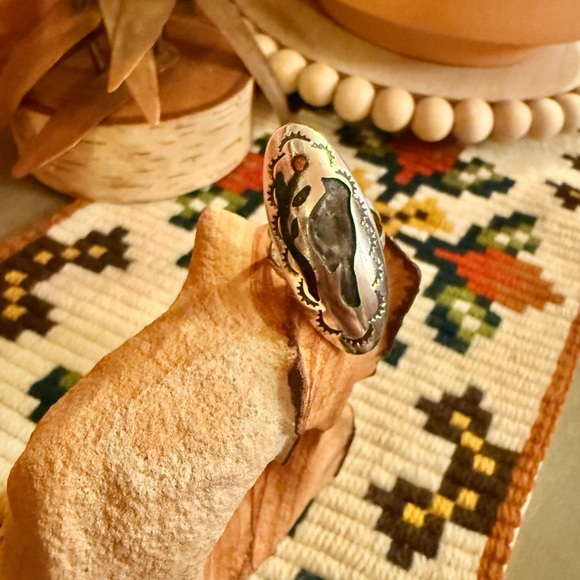Bird Inlay Silver Ring - Picture 2 of 6